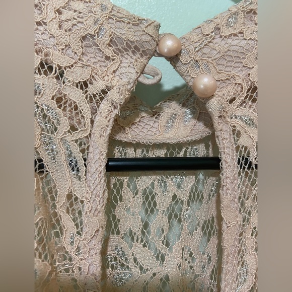 Shimmer Lace Mock Neck Romper - Picture 4 of 5